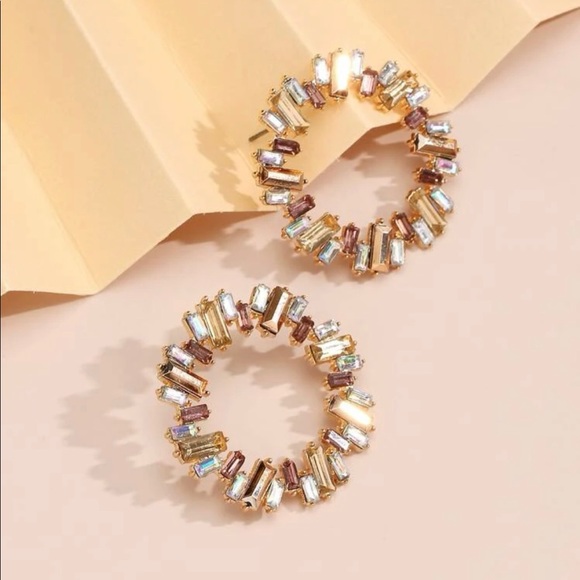 New Zara champagne multicolor zircon earrings - Picture 3 of 5